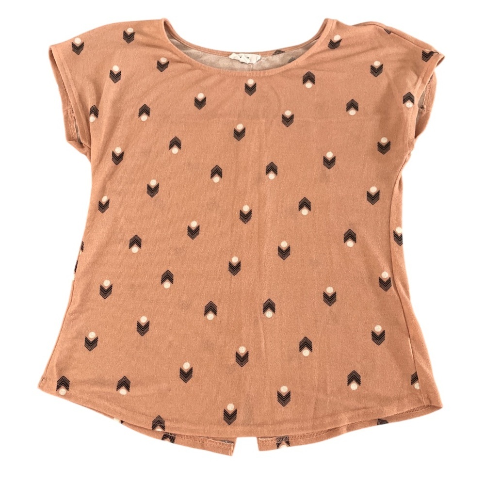 Mine Brown Short Sleeve Tee with Black and Cream Pattern